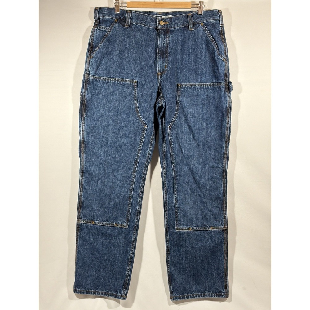 Carhartt Carpenter Jeans Mens 38x32 Loose‎ Fit Workwear Denim Blue Utility